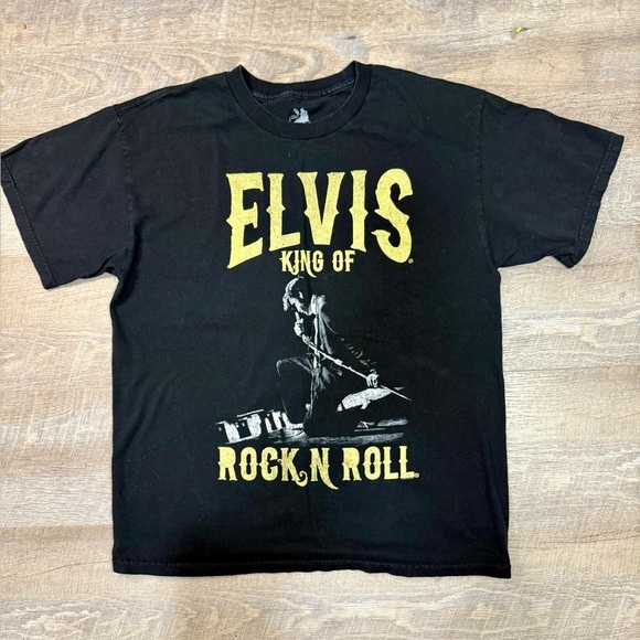 Zion Rootswear Elvis Black Graphic Tee w/ Gold Lettering - Picture 1 of 6